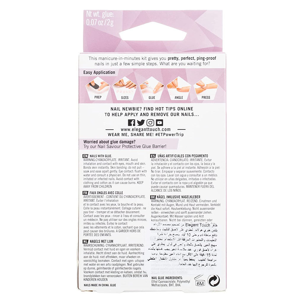 Elegant Touch Polish Power Trip Artificial Nails, Pack of 24 Nails with Glue - Easy Pharmacy LLC