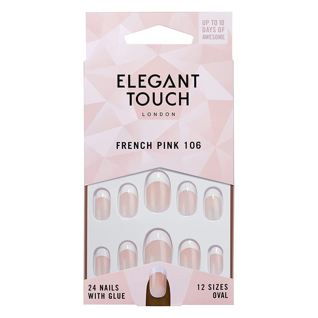 Elegant Touch Natural French Nails - French Pink 106, Pack of 24 Pieces - Easy Pharmacy LLC