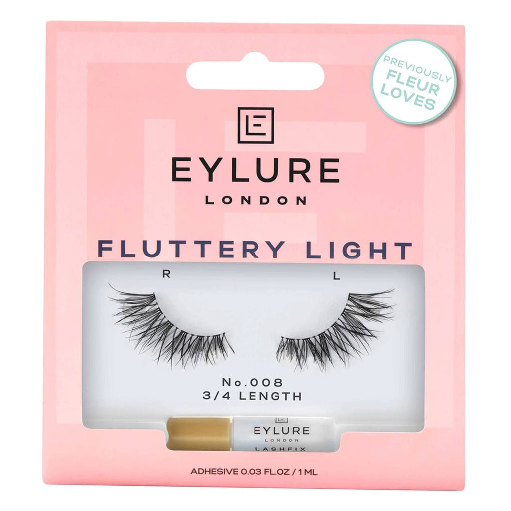 Eylure 3/4 Length Fluttery Light Reusable False Eye Lashes No. 008, Pack of 1 Pair - Easy Pharmacy LLC