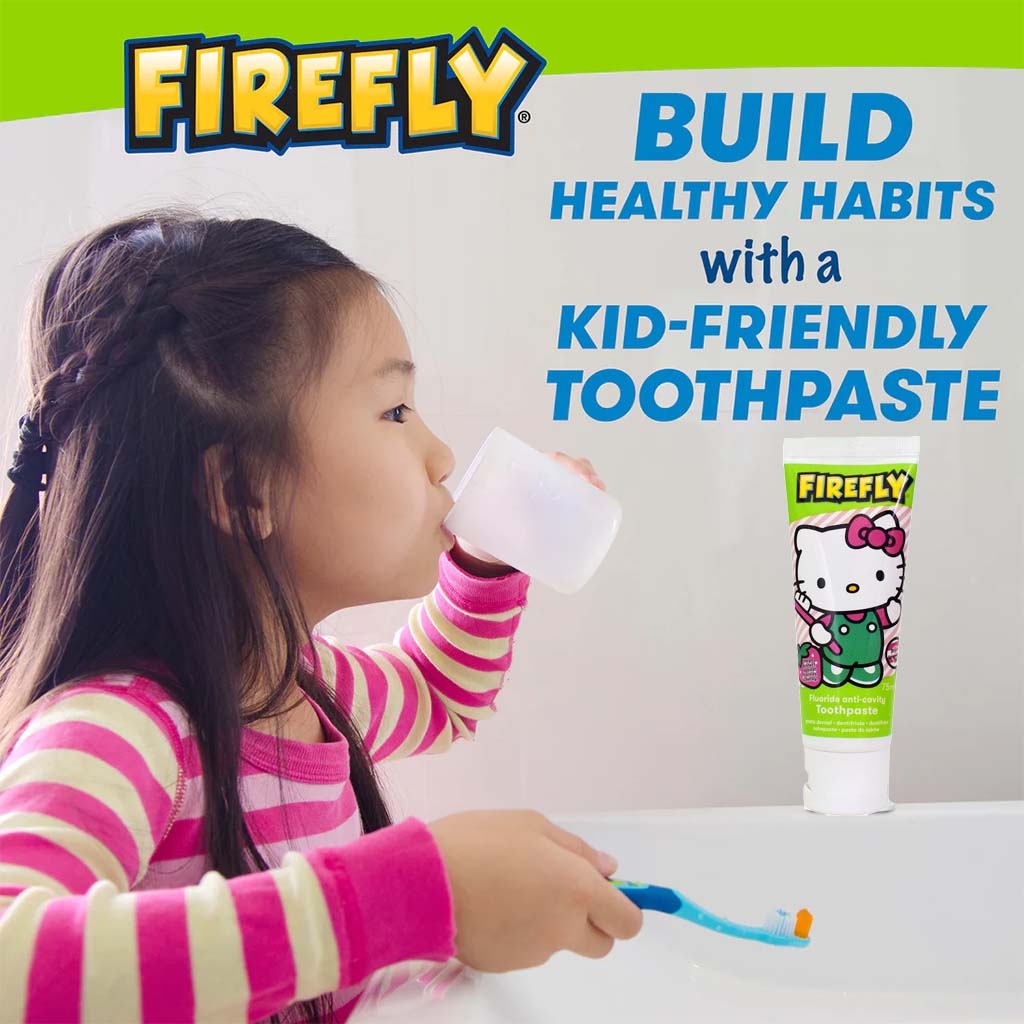 Firefly Hello Kitty Kids Anti-Cavity Striped Strawberry Gel Fluoride Toothpaste 75ml - Easy Pharmacy LLC