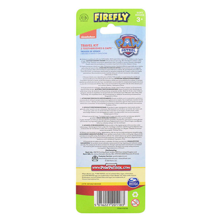 Firefly Paw Patrol 2 Toothbrushes And 2 Caps Twin Pack For 3+ Year Kids - Easy Pharmacy LLC