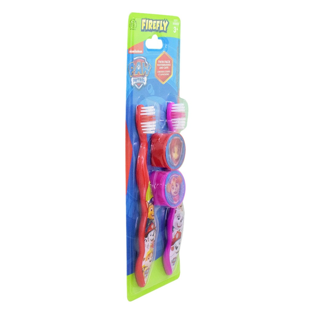 Firefly Paw Patrol 2 Toothbrushes And 2 Caps Twin Pack For 3+ Year Kids - Easy Pharmacy LLC