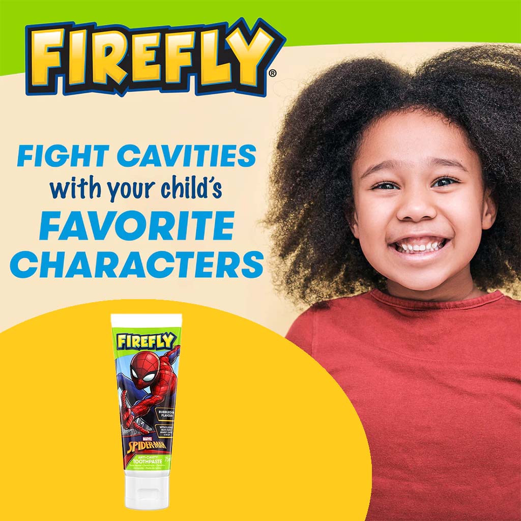 Firefly Spiderman Kids Anti-Cavity Fluoride Toothpaste, Bubblegum Flavour 75ml - Easy Pharmacy LLC