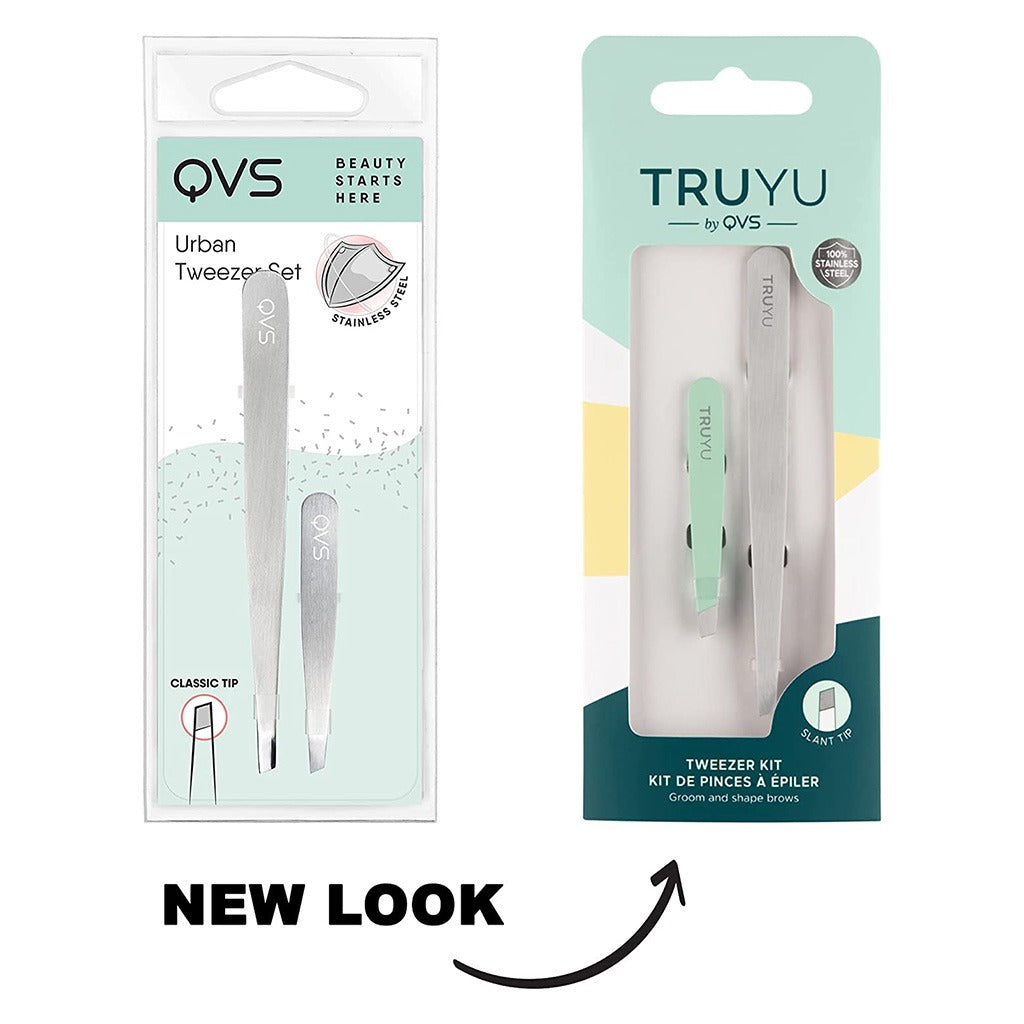 QVS Truyu Slant Tip Tweezer + Micro Tweezer, Tweezer Kit Pack of 2's - Easy Pharmacy LLC