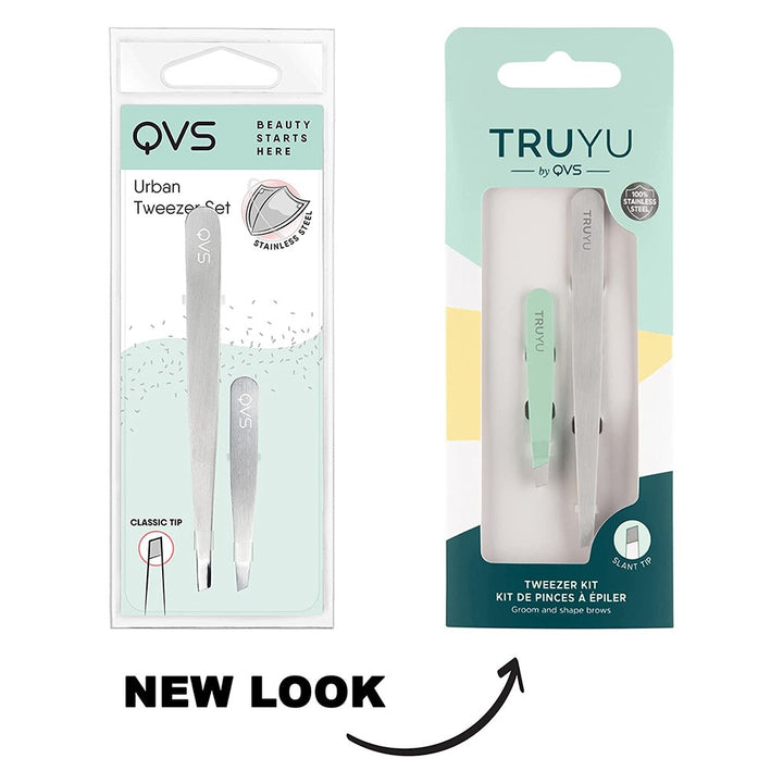 QVS Truyu Slant Tip Tweezer + Micro Tweezer, Tweezer Kit Pack of 2's - Easy Pharmacy LLC