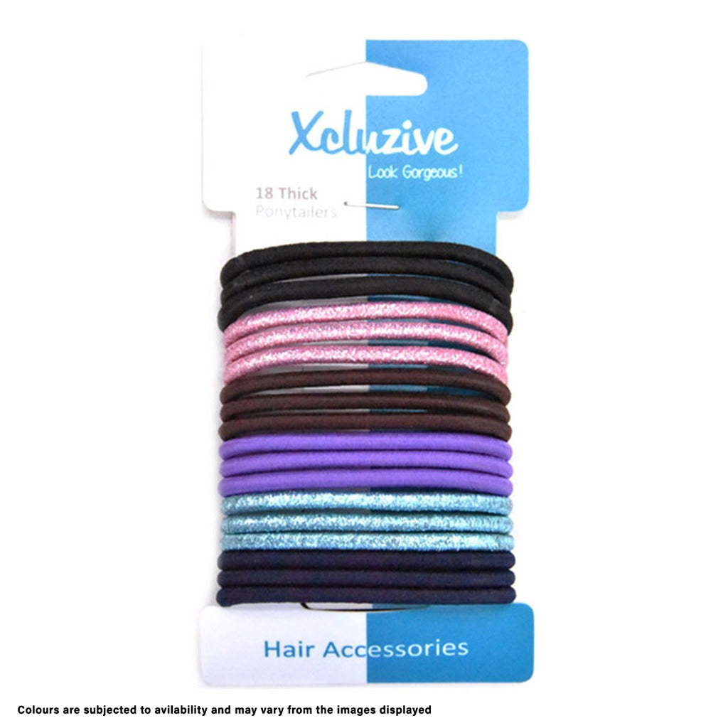 Xcluzive Thick Pony Tailers, Assorted, Pack of 18's - Easy Pharmacy LLC