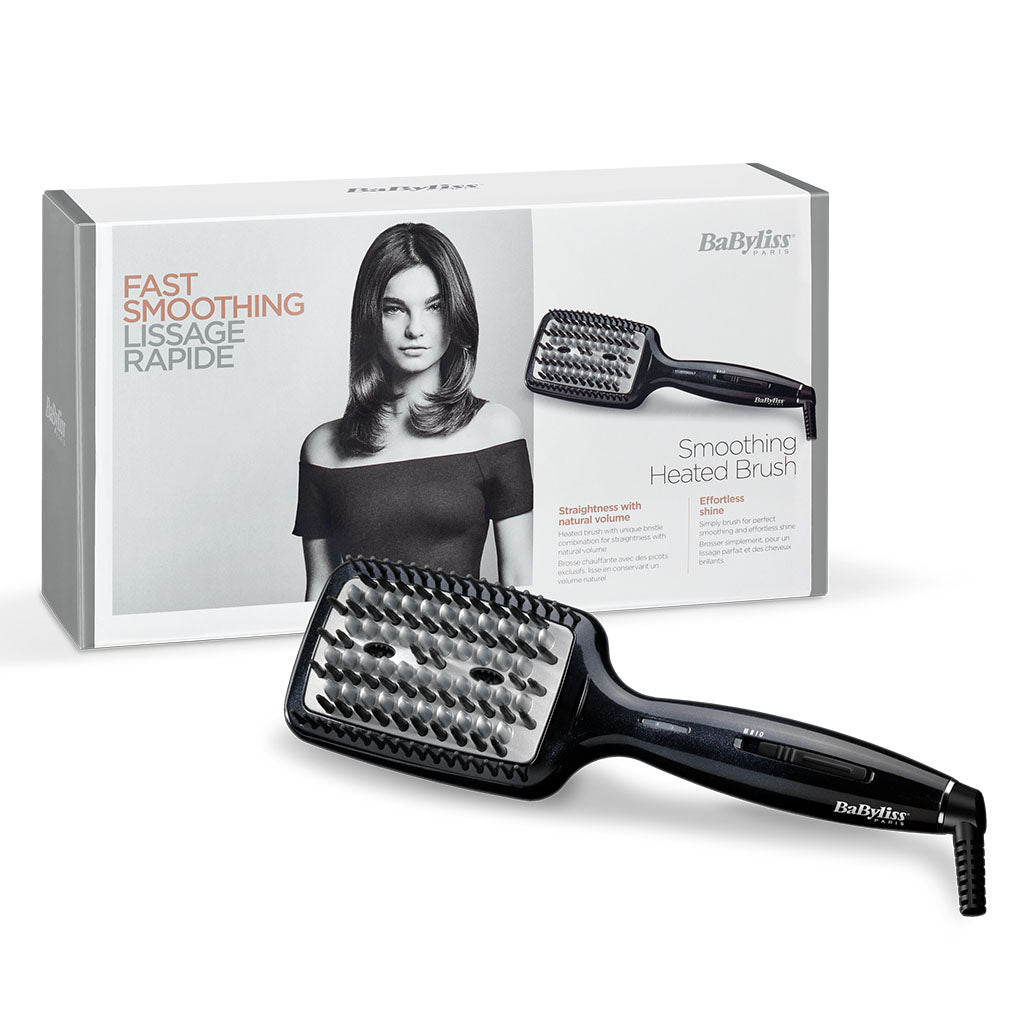 Babyliss Fast Smoothing Heated Hair Straightening & Styling Brush With 3D Technology, Advanced Ceramic Heating & Adjustable Temperature Settings- Black HSB101SDE - Easy Pharmacy LLC