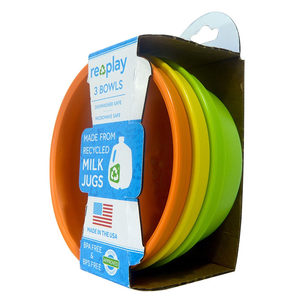 Re Play 12 oz. Stackable Feeding Bowl Set, Orange, Yellow, Lime Green, Pack of 3's - Easy Pharmacy LLC