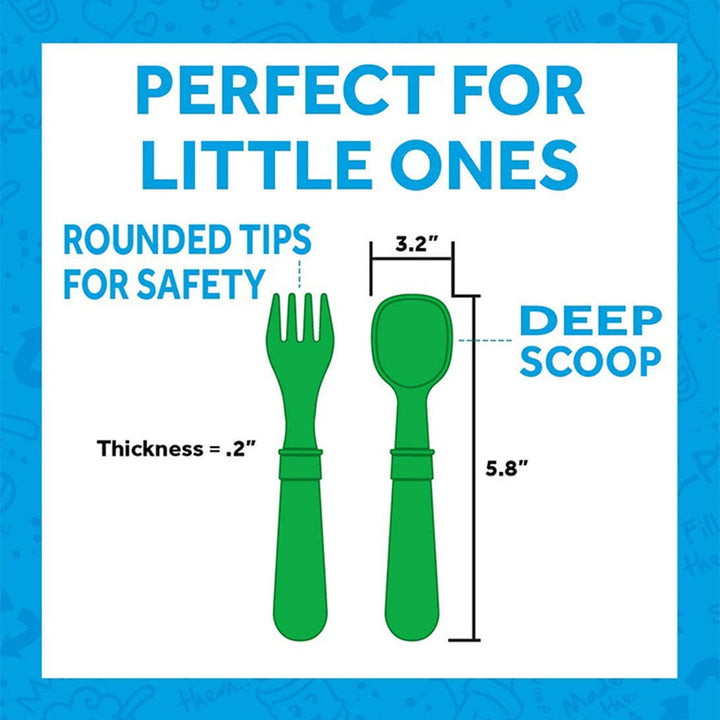 Re Play Feeding Utensil Set Of Spoon and Fork For Toddler & Infant, Orange, Yellow, Lime Green, Aqua Blue, Pack of 8 Pieces - Easy Pharmacy LLC