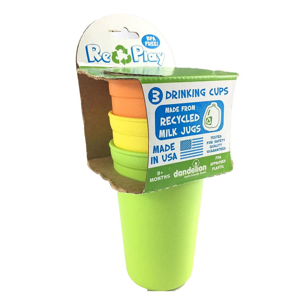 Re Play Drinking Cups for Baby & Toddler 10oz.,Orange, Yellow, Lime Green, Pack of 3's - Easy Pharmacy LLC