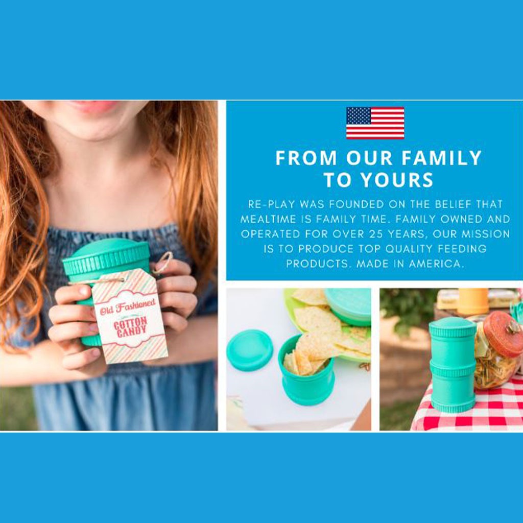Re Play Portable Snack Stack With Storage & Travel Lid For Toddlers & Kids - Aqua Blue 12804-A - Easy Pharmacy LLC