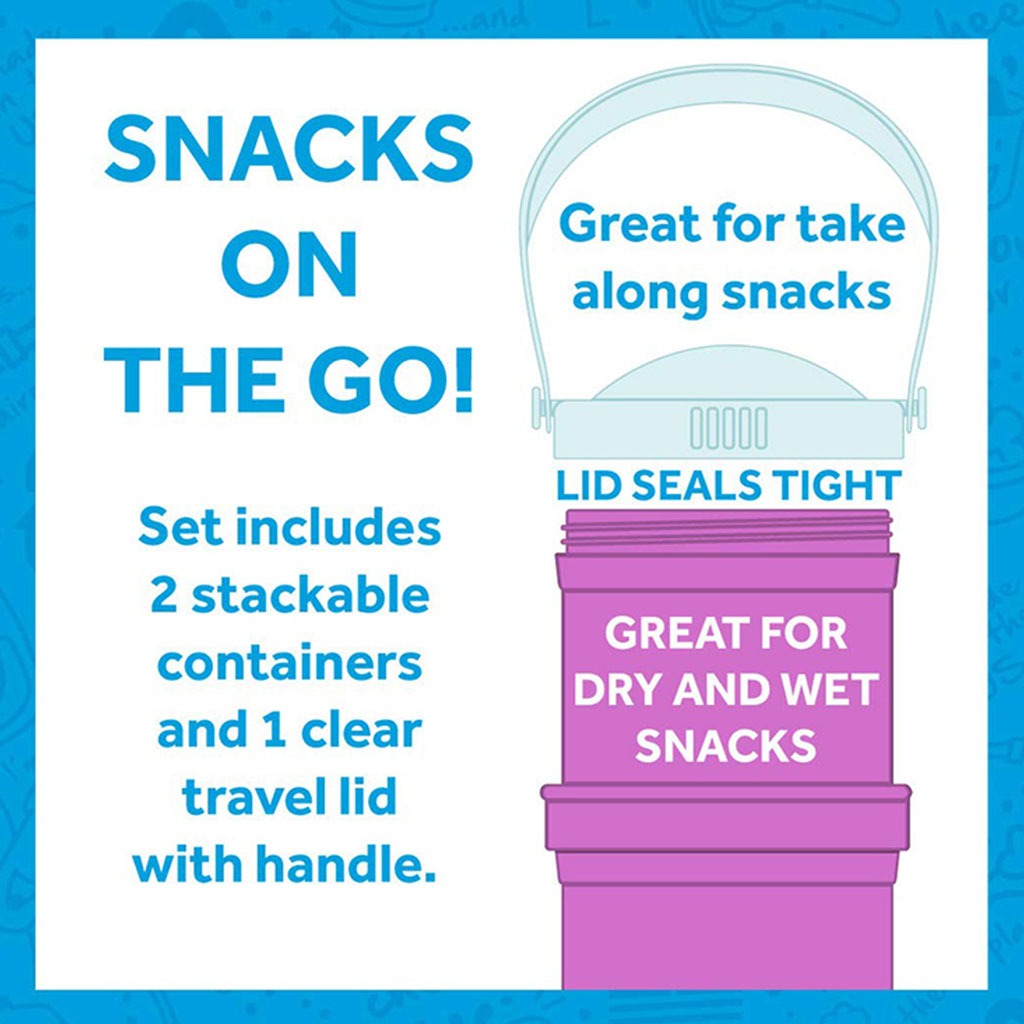 Re Play Portable Snack Stack With Storage & Travel Lid For Toddlers & Kids - Aqua Blue 12804-A - Easy Pharmacy LLC