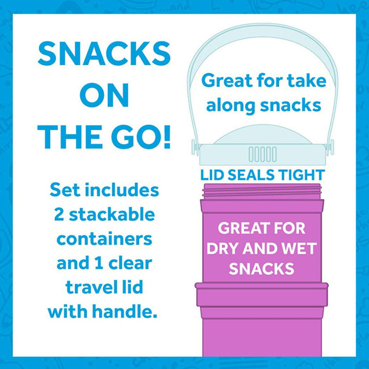 Re Play Portable Snack Stack With Storage & Travel Lid For Toddlers & Kids - Aqua Blue 12804-A - Easy Pharmacy LLC