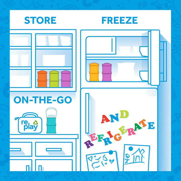 Re Play Portable Snack Stack With Storage & Travel Lid For Toddlers & Kids - Sky Blue 12804-B - Easy Pharmacy LLC