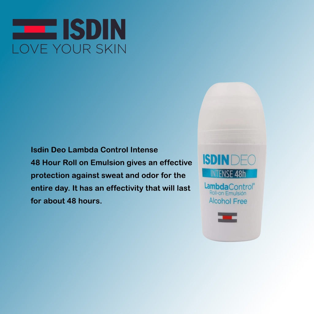 Isdin Deo Lambda Control Intense 48 Hour Alcohol-Free Roll On Emulsion 50ml, 2+1 PROMO PACK - Easy Pharmacy LLC