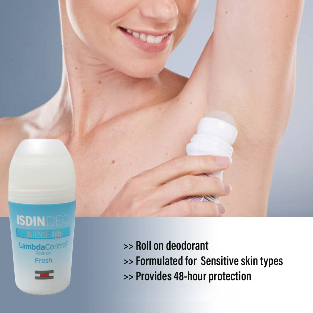 Isdin Deo Lambda Control Intense 48 Hour Fresh Roll On 50ml, 2+1 PROMO PACK - Easy Pharmacy LLC