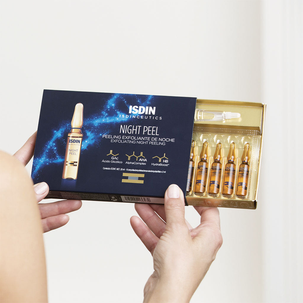 Isdin Isdinceutics Exfoliating Night Peeling Facial solution 2mlX10 Ampoules, PROMO PACK of 2 boxes - Easy Pharmacy LLC