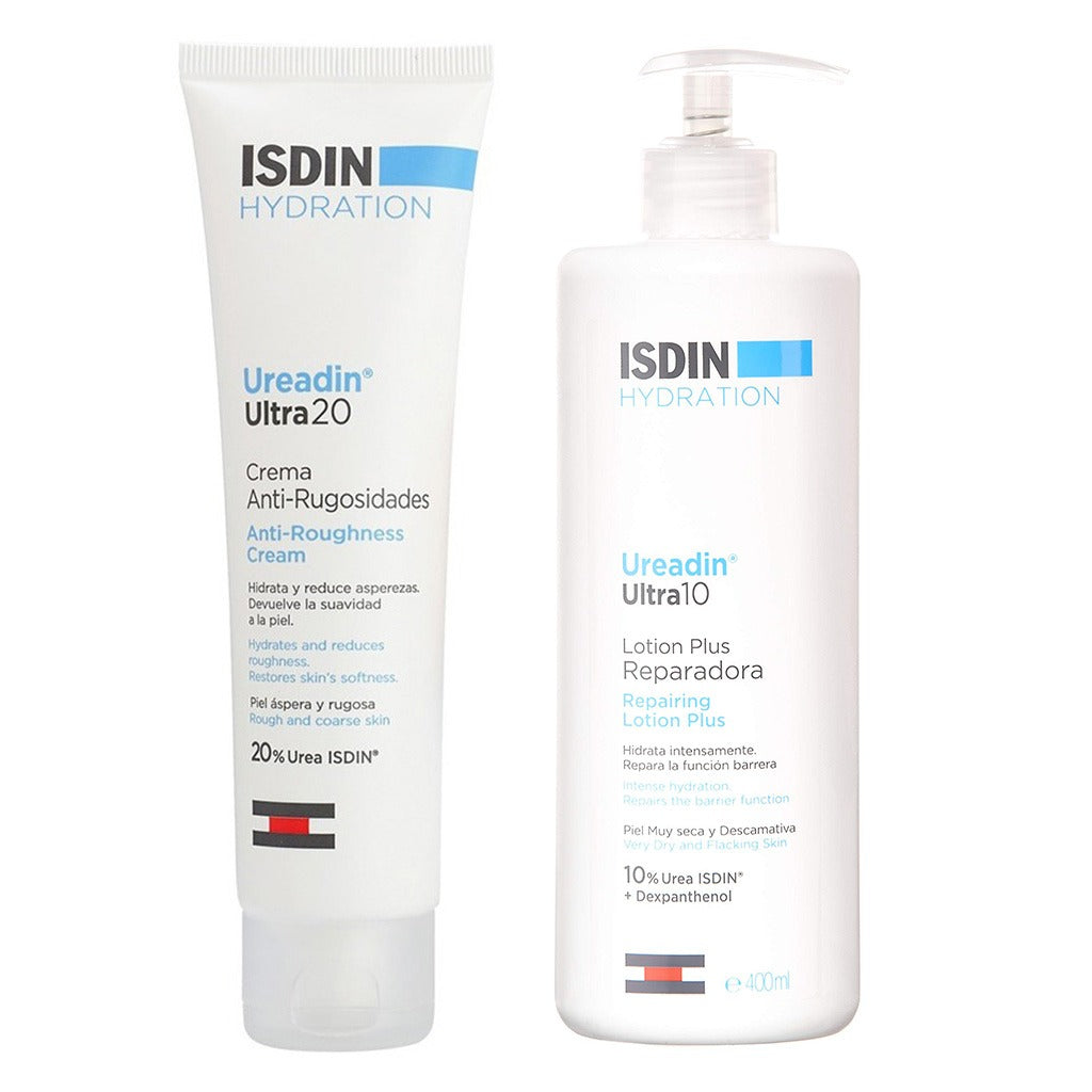 Isdin Ureadin Ultra 20 Anti-Roughness Cream 100ml + Isdin Ureadin Ultra 10 Repairing Lotion Plus 400 ml For Rough And Dry Skin PROMO PACK - Easy Pharmacy LLC
