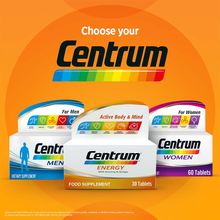 Centrum Multivitamin Energy Tablets With Ginseng And Ginkgo, Pack of 90's - Easy Pharmacy LLC