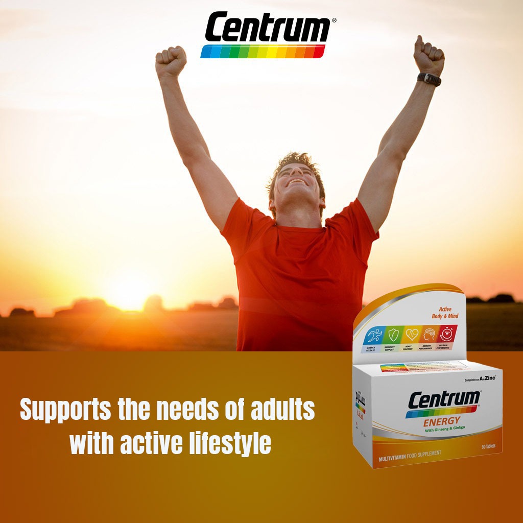 Centrum Multivitamin Energy Tablets With Ginseng And Ginkgo, Pack of 90's - Easy Pharmacy LLC