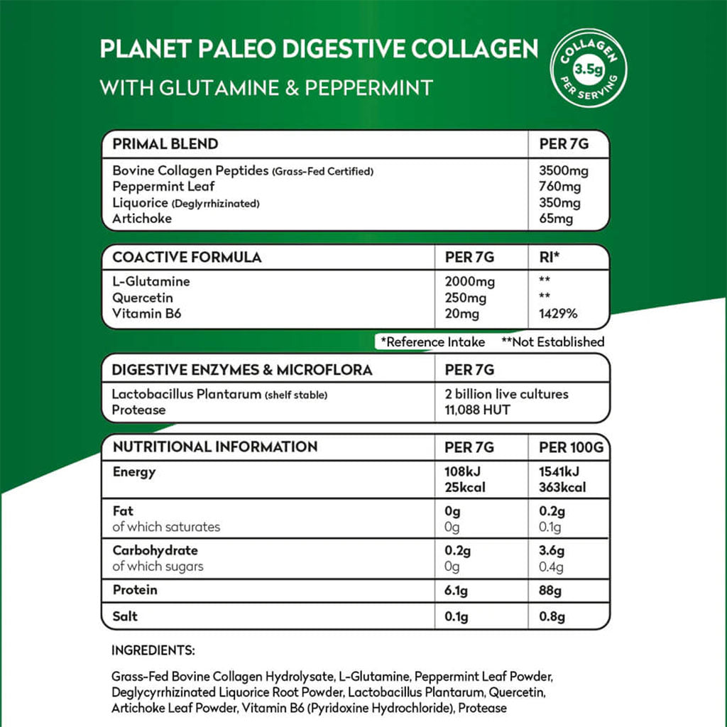 Planet Paleo Digestive Collagen With Glutamine And Peppermint 245g - Easy Pharmacy LLC