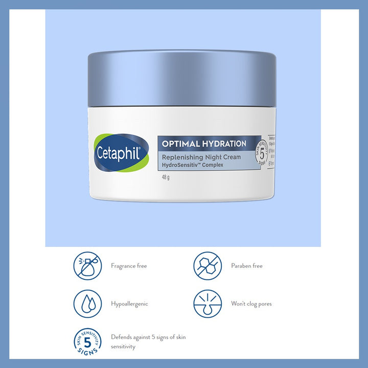 Cetaphil Optimal Hydration Replenishing Night Cream For Dry or Dehydrated Skin 48g - Easy Pharmacy LLC