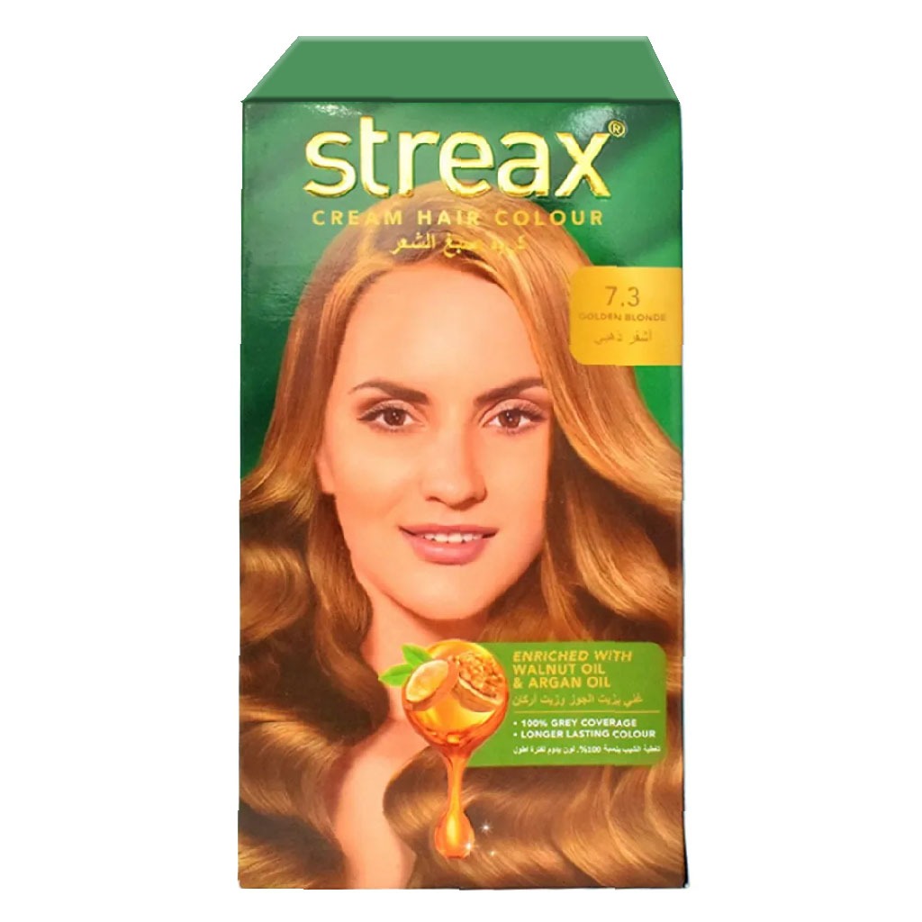 Streax Cream Hair Colour With Shine On Conditioner For All Hair Types - Golden Blonde 7.3 - Easy Pharmacy LLC