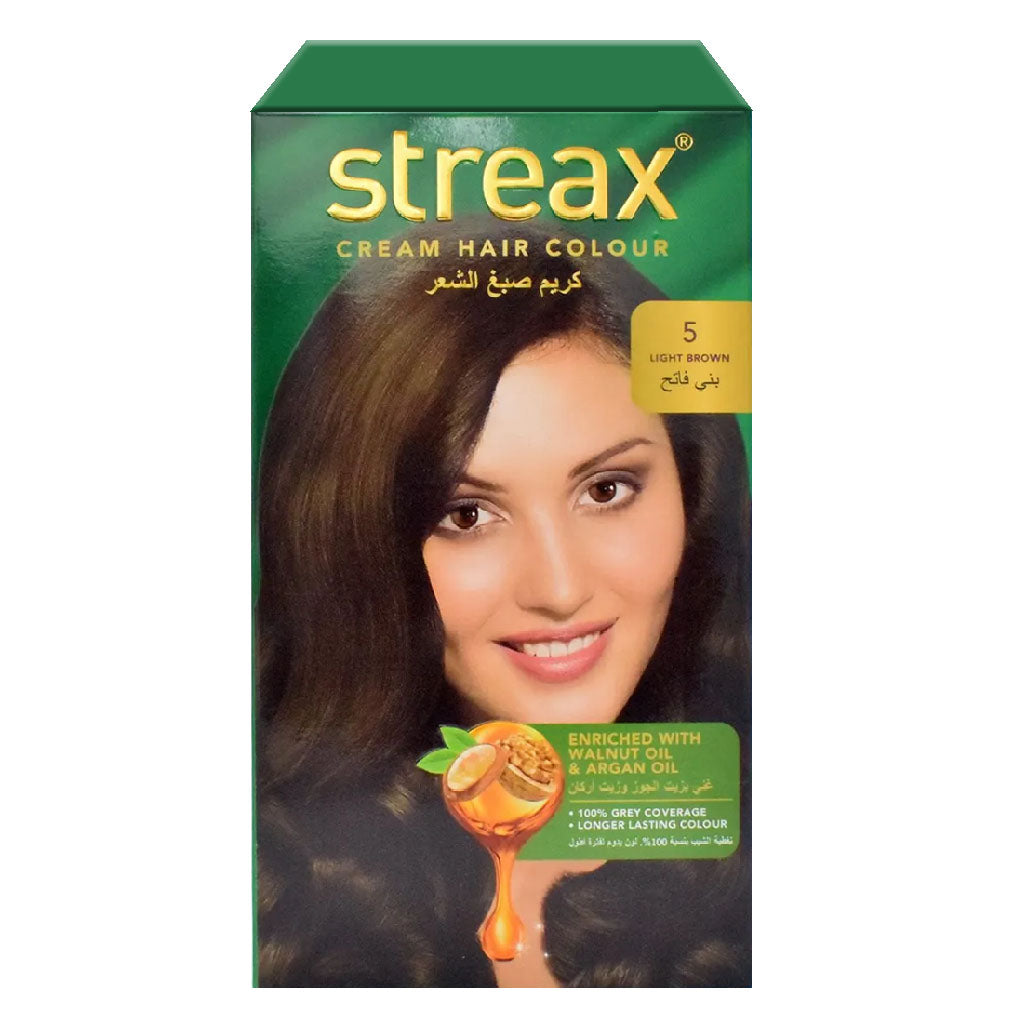 Streax Cream Hair Colour With Shine On Conditioner For All Hair Types - Light Brown 5 - Easy Pharmacy LLC