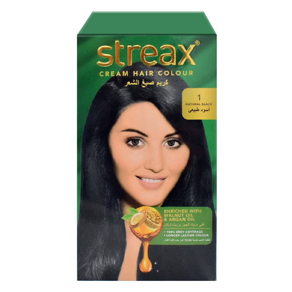 Streax Cream Hair Colour With Shine On Conditioner For All Hair Types - Natural Black 1 - Easy Pharmacy LLC
