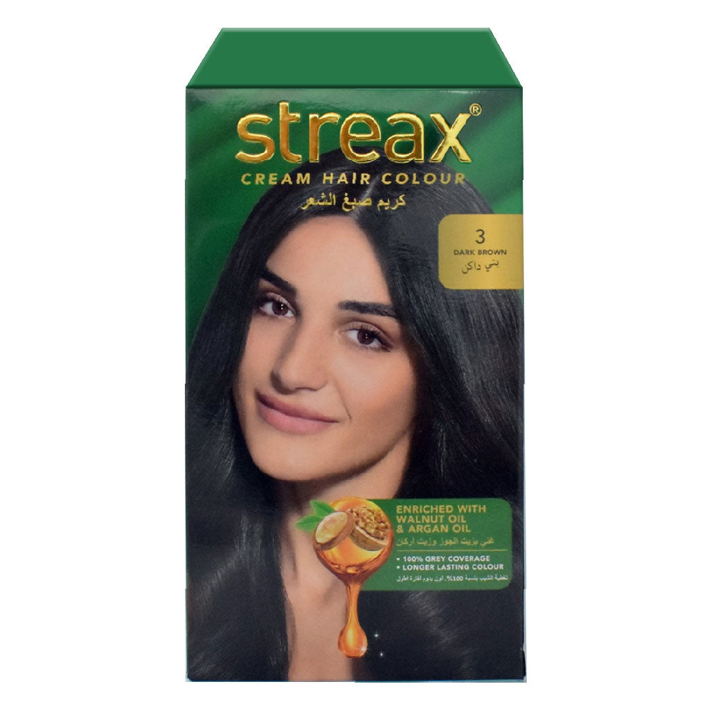 Streax Cream Hair Colour With Shine On Conditioner For All Hair Types - Dark Brown 3 - Easy Pharmacy LLC