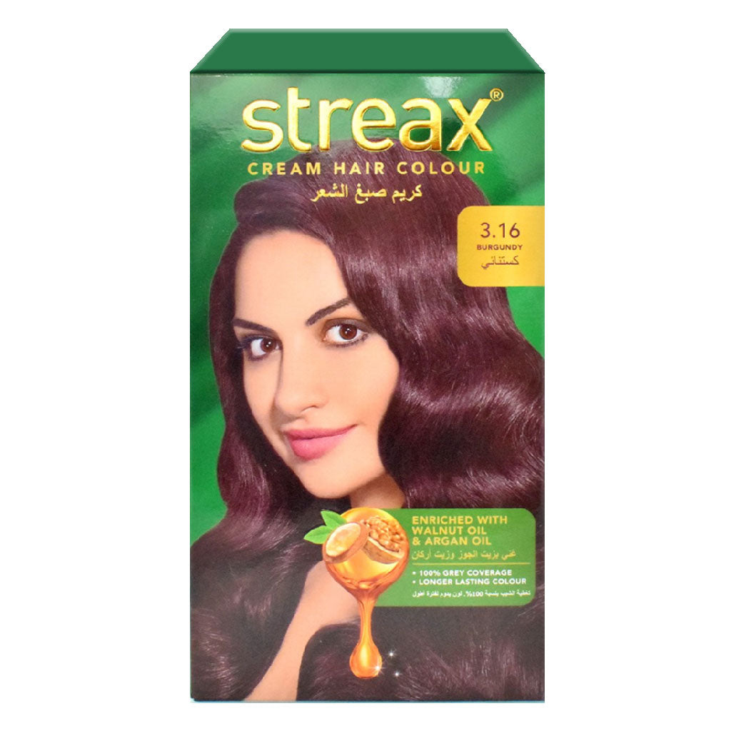 Streax Cream Hair Colour With Shine On Conditioner For All Hair Types - Burgundy 3.16 - Easy Pharmacy LLC