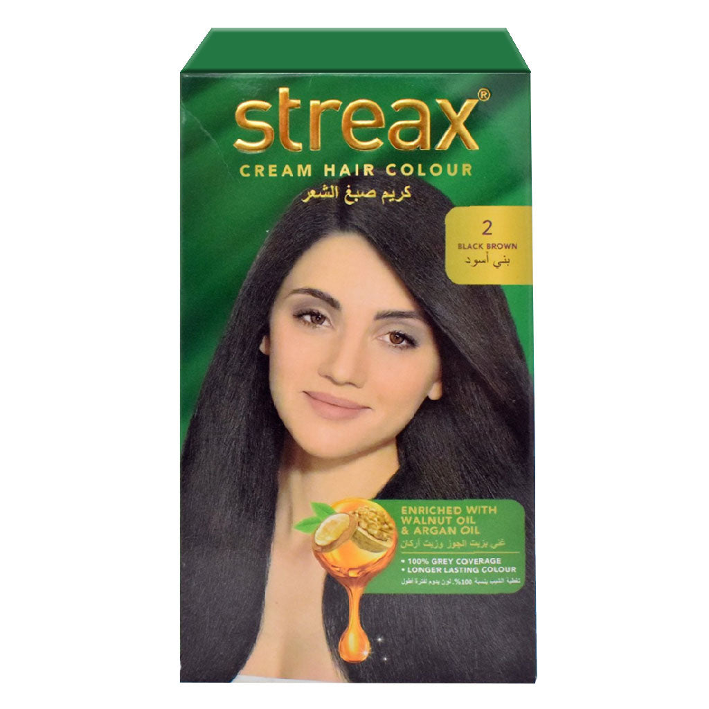 Streax Cream Hair Colour With Shine On Conditioner For All Hair Types - Black Brown 2 - Easy Pharmacy LLC