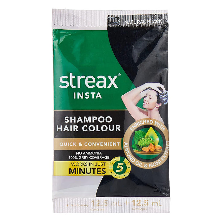 Streax No-Ammonia Insta Shampoo Hair Color - Natural Black 1 - Easy Pharmacy LLC