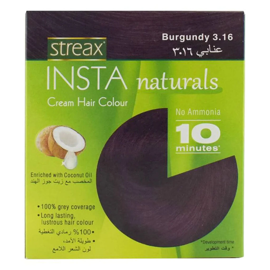 Streax No-Ammonia Insta Naturals Cream Hair Color - Burgundy 3.16 - Easy Pharmacy LLC