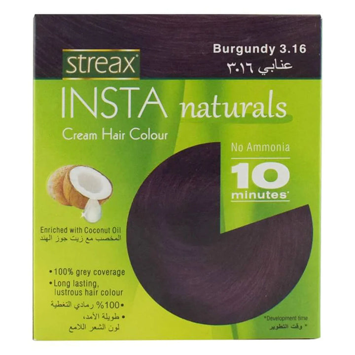 Streax No-Ammonia Insta Naturals Cream Hair Color - Burgundy 3.16 - Easy Pharmacy LLC