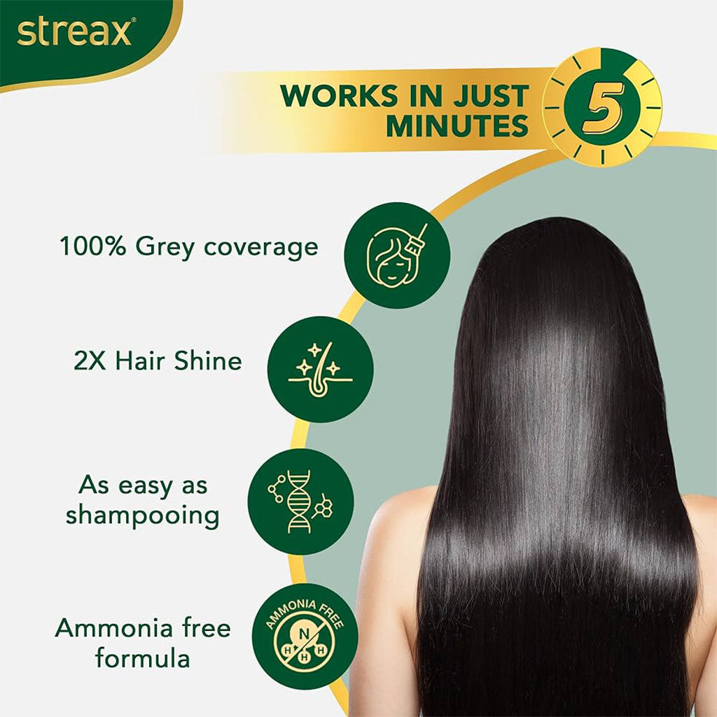 Streax No-Ammonia Insta Shampoo Hair Color - Dark Brown 3 - Easy Pharmacy LLC