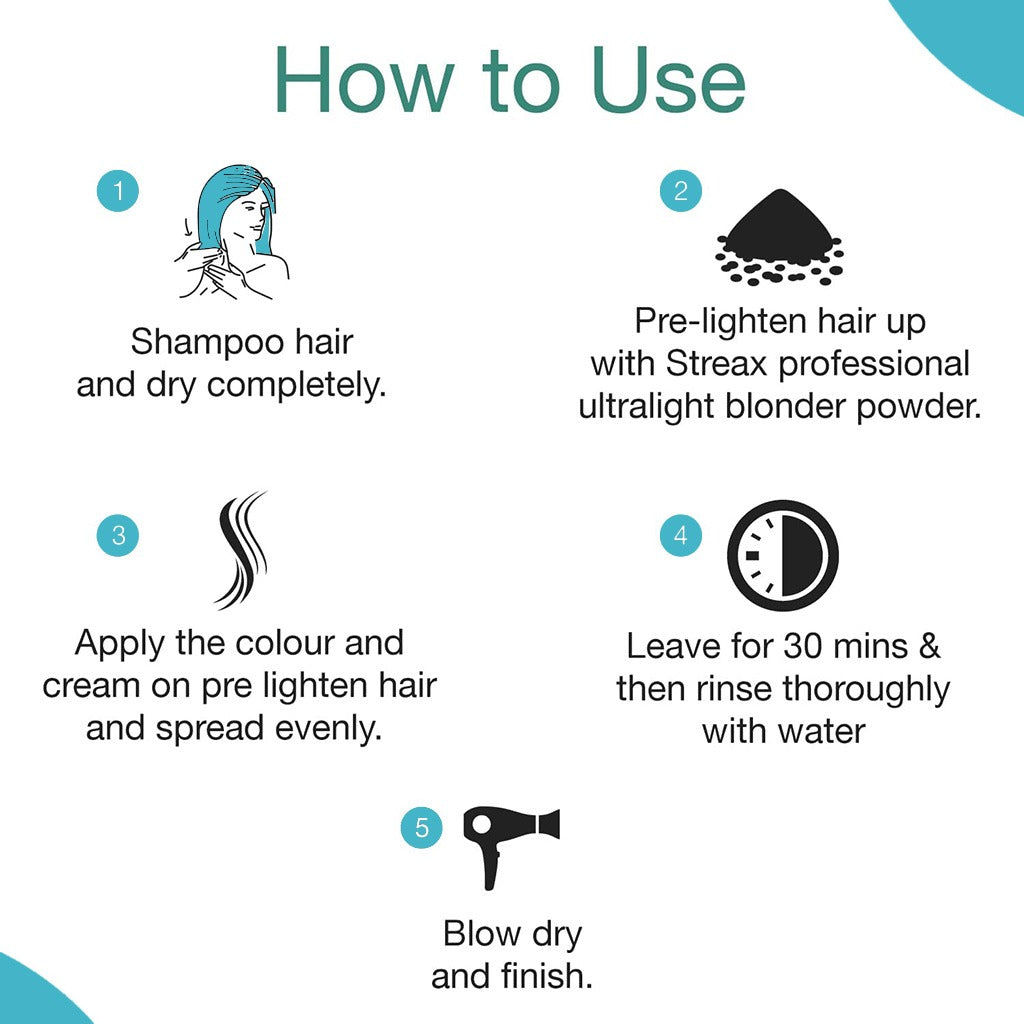 Streax Professional Hold & Play Ammonia & Peroxide - Free Funky Colors Semi-Permanent Hair Color Cream - Mystic Blue 100g - Easy Pharmacy LLC