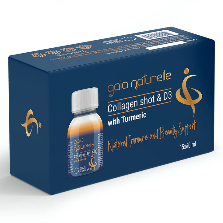 Gaia Naturelle Collagen Shot & Vitamin D3 Beauty Supplement With Turmeric, Pack of 15 x 60ml Shots - Easy Pharmacy LLC