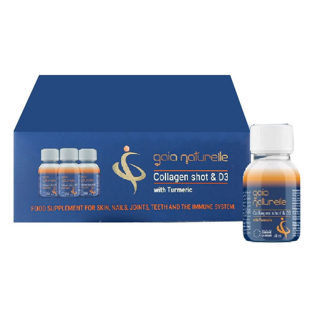 Gaia Naturelle Collagen Shot & Vitamin D3 Beauty Supplement With Turmeric, Pack of 15 x 60ml Shots - Easy Pharmacy LLC