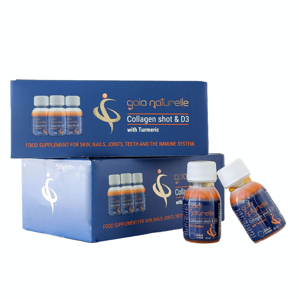 Gaia Naturelle Collagen Shot & Vitamin D3 Beauty Supplement With Turmeric, Pack of 15 x 60ml Shots - Easy Pharmacy LLC