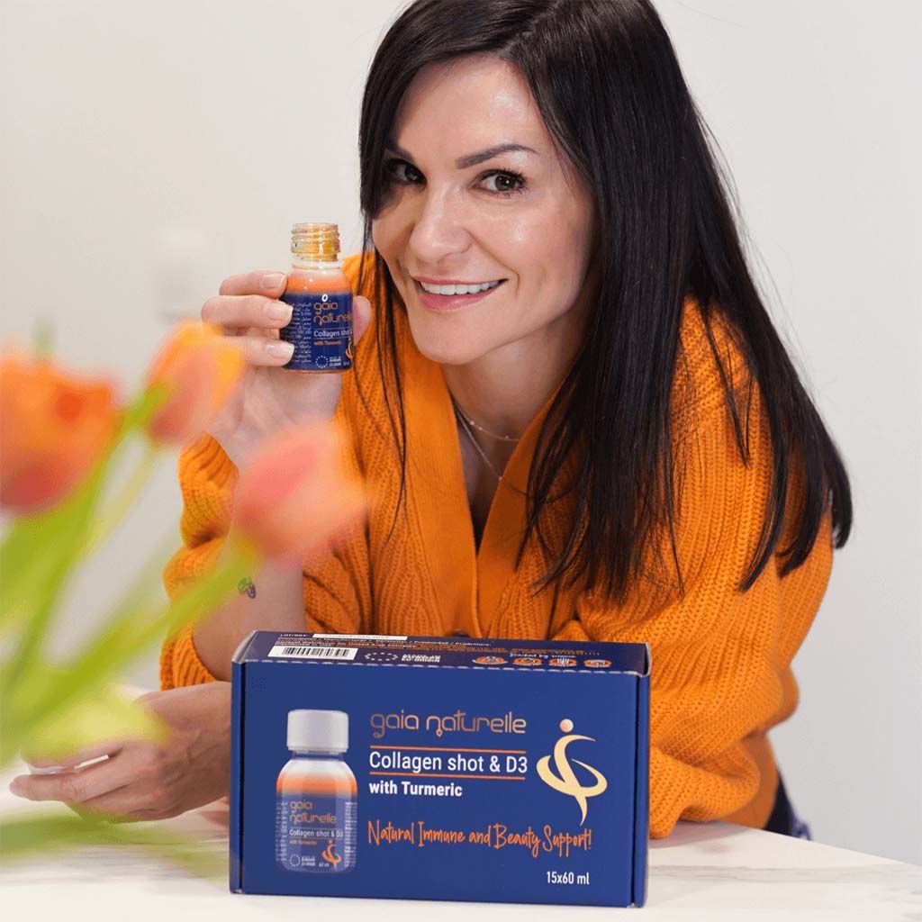 Gaia Naturelle Collagen Shot & Vitamin D3 Beauty Supplement With Turmeric, Pack of 15 x 60ml Shots - Easy Pharmacy LLC