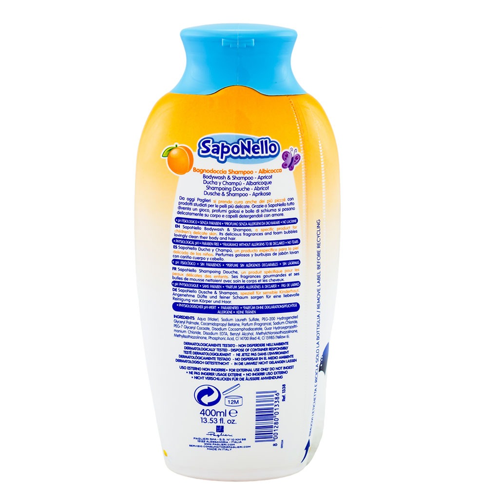 Saponello Delicate Bodywash Shampoo Apricot For Children 400ml - Easy Pharmacy LLC