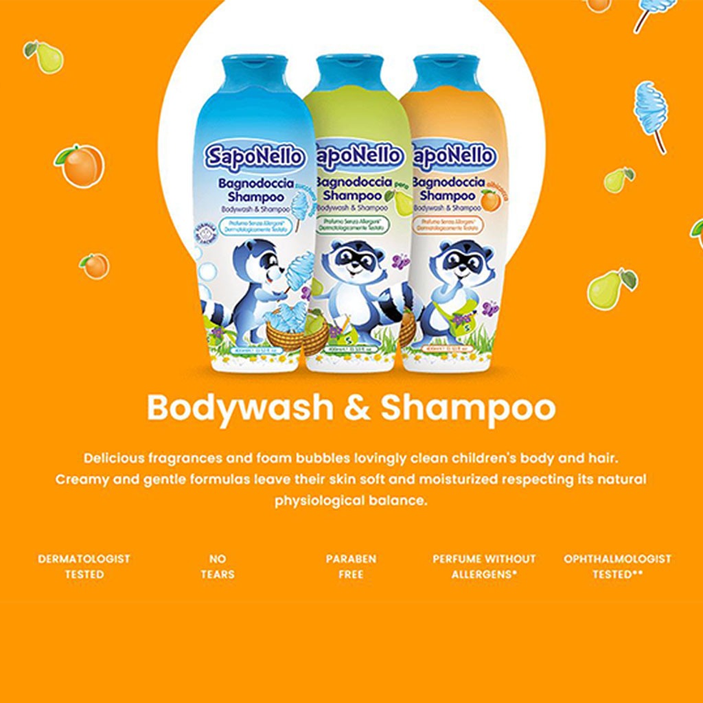 Saponello Delicate Bodywash Shampoo Apricot For Children 400ml - Easy Pharmacy LLC