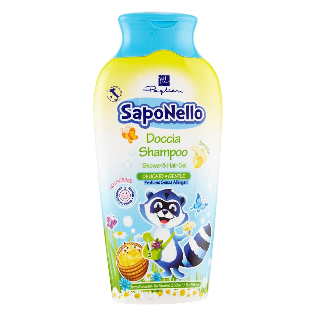 Saponello Delicate Shower & Hair Gel Shampoo For Children, Banana 250ml - Easy Pharmacy LLC