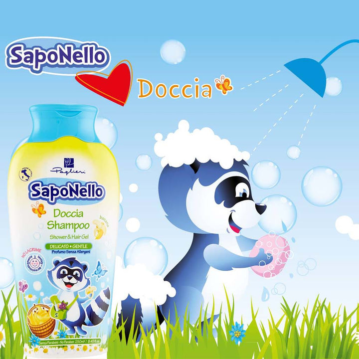Saponello Delicate Shower & Hair Gel Shampoo For Children, Banana 250ml - Easy Pharmacy LLC