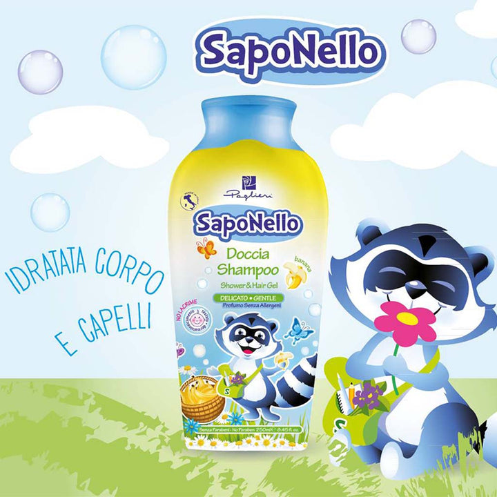 Saponello Delicate Shower & Hair Gel Shampoo For Children, Banana 250ml - Easy Pharmacy LLC