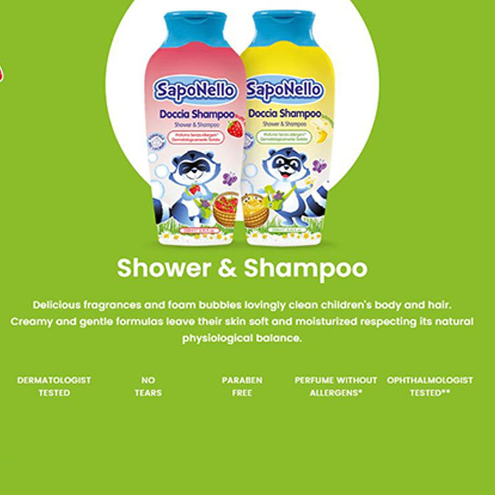 Saponello Delicate Shower & Hair Gel Shampoo For Children, Banana 250ml - Easy Pharmacy LLC