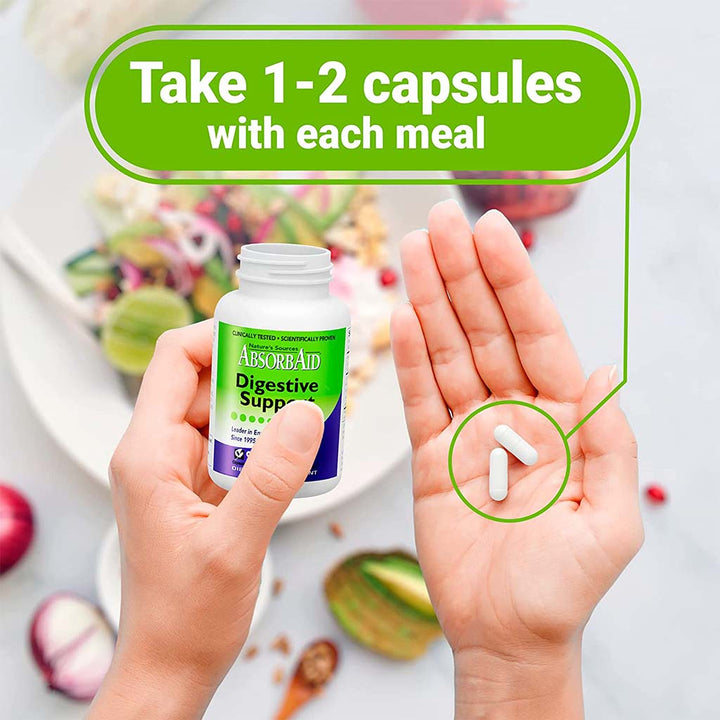 Nature's Sources AbsorbAid Digestive Enzyme Vegetarian Capsules For Digestive Support, Pack of 90's - Easy Pharmacy LLC