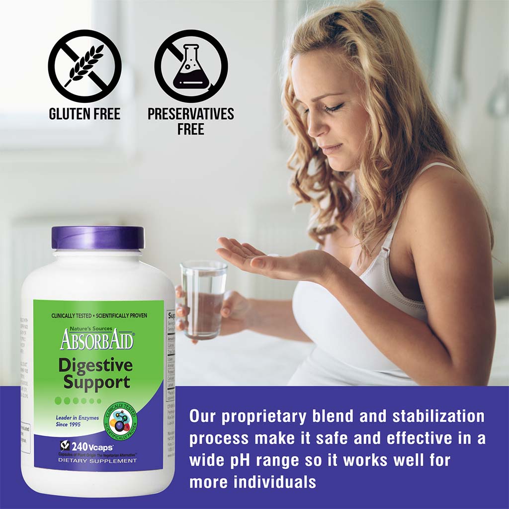 Nature's Sources AbsorbAid Digestive Enzyme Vegetarian Capsules For Digestive Support, Pack of 240's - Easy Pharmacy LLC