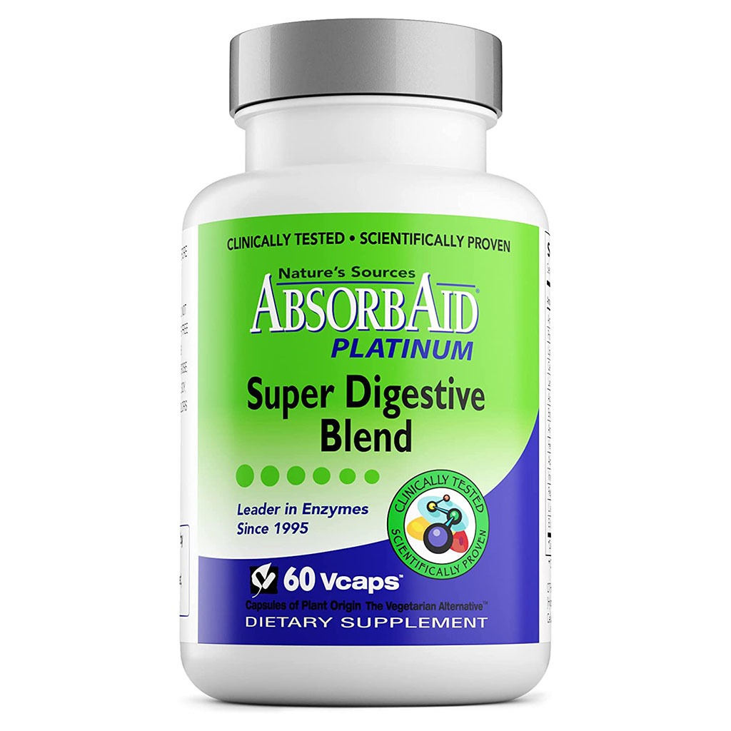 Nature's Sources AbsorbAid Platinum Super Digestive Enzyme & Probiotic Blend Vegetarian Capsules For Digestive Support, Pack of 60's - Easy Pharmacy LLC